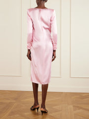 Draped silk-satin midi dress