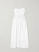 Gathered organic cotton-poplin midi dress