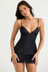 Soraya-Navy Satin Slip Dress