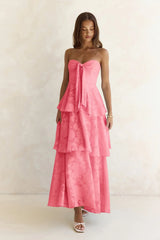 Know Your Heart Strapless Maxi Dress Coral