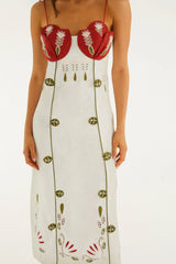 Off-White Tulip Richelieu Embroidered Midi Dress