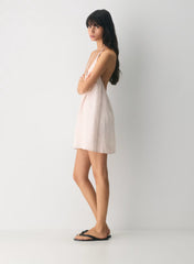 Striped linen micro halter dress