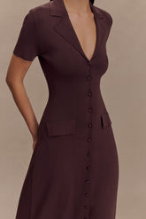 Pearson Short Sleeve Knit Midi Dress - Chocolate