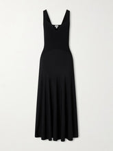 Ribbed-knit and jersey pleated midi dress