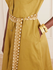 Giselle belted cotton midi dress