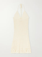 Cece halterneck crocheted organic-cotton midi dress