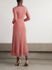 Metallic open-knit midi dress