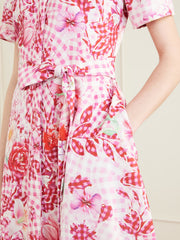 Chima floral-print tie-detailed woven midi dress