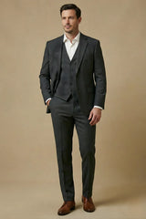 Men’s Three-Piece Wedding Guest Suit – Tailored Slim Fit Jacket, Waistcoat and Trousers for Formal Celebrations