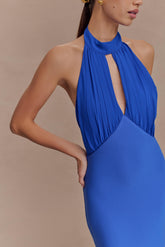 Mierah Halter Midi Dress - Cobalt Blue