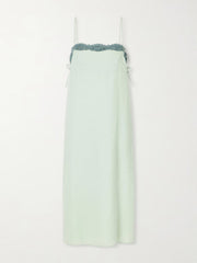 Darya lace-trimmed linen and cotton-blend midi dress