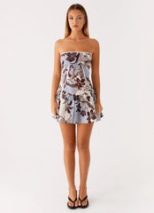 Larnie Linen Mini Dress - Bluewood Blossom