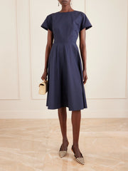 Buttercup pleated cotton-taffeta midi dress