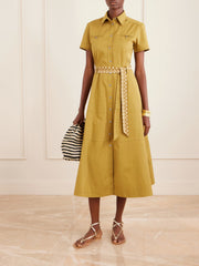 Giselle belted cotton midi dress