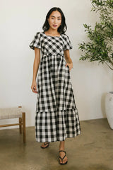 Jenna Gingham Maxi Dress in Black FINAL SALE
