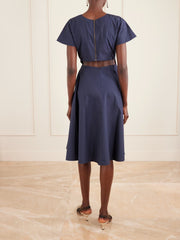 Buttercup pleated cotton-taffeta midi dress