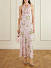 Floral-print silk-crepe midi dress