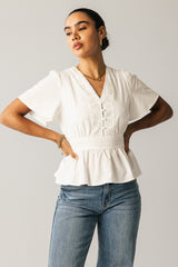 Neo Embroidered Blouse in Ivory FINAL SALE