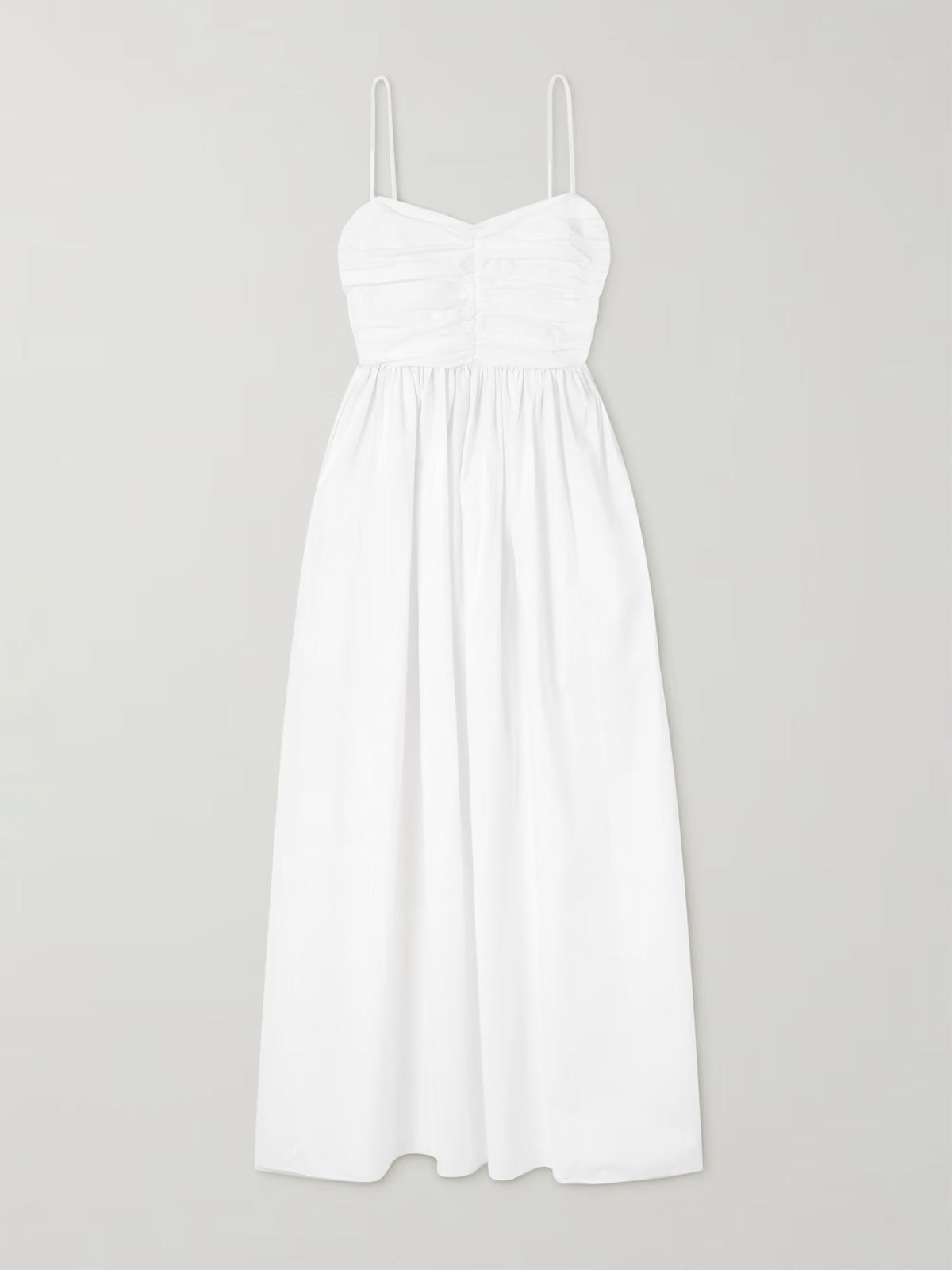 Gathered organic cotton-poplin midi dress