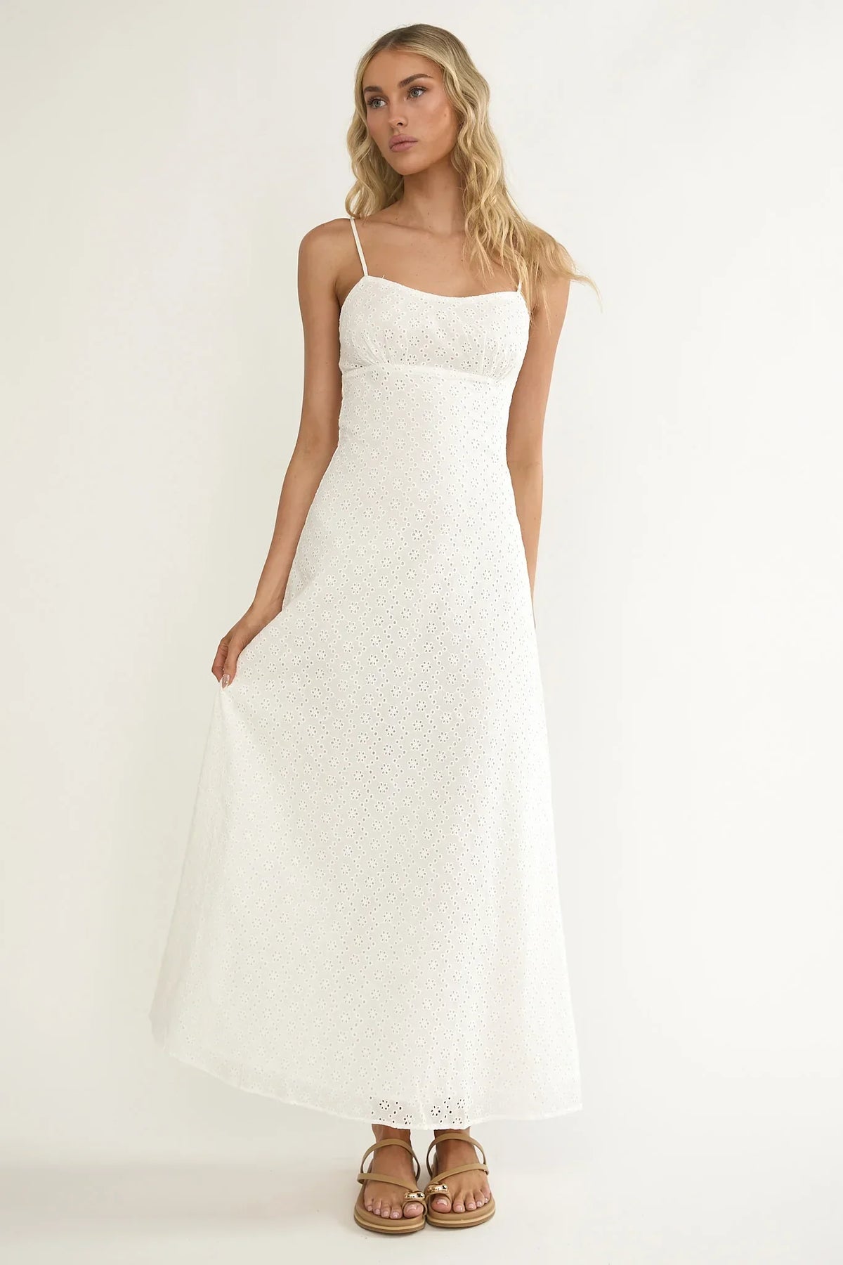Naysha Eyelet Embroidery Maxi Dress