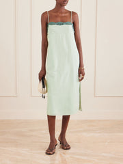 Darya lace-trimmed linen and cotton-blend midi dress