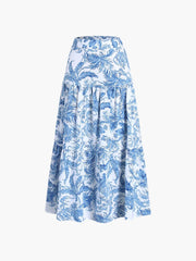 Seaside Joy Print Twist Detail Skirt Set