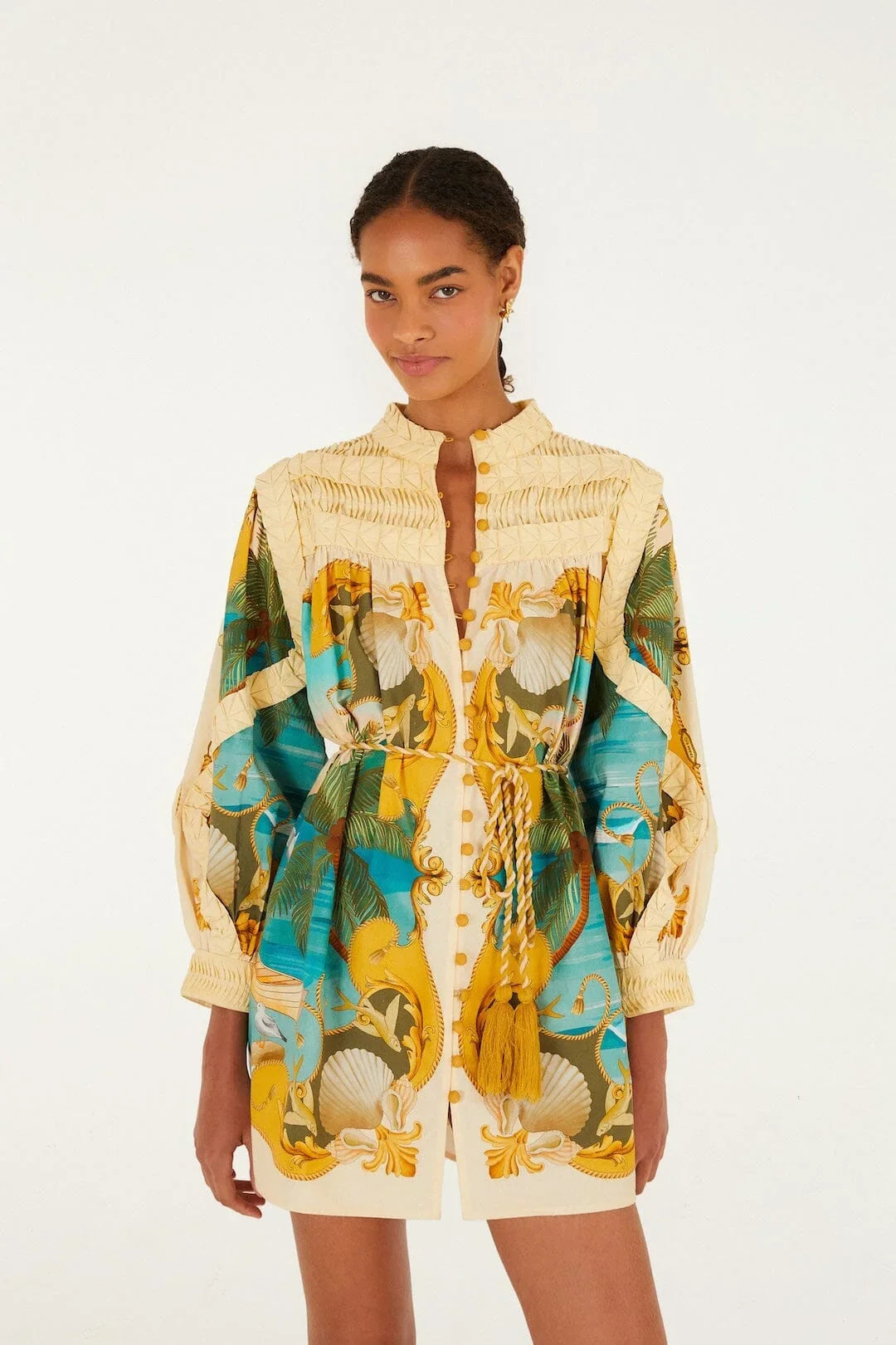 Sand Royal Sea Smocked  Mini Dress
