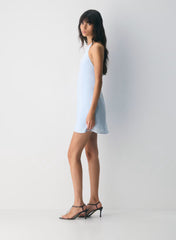Double satin halterneck mini dress