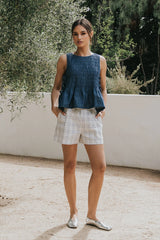 Jeremy Smocked Blouse in Denim