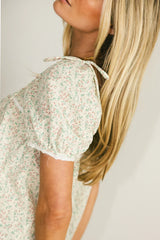 Peony Lace Trim Blouse in Blush FINAL SALE