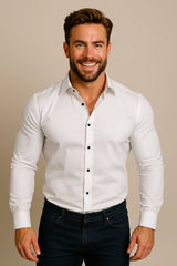 Men’s Long-Sleeved Shirt – Classic Structured Fit with Wrinkle-Free Finish