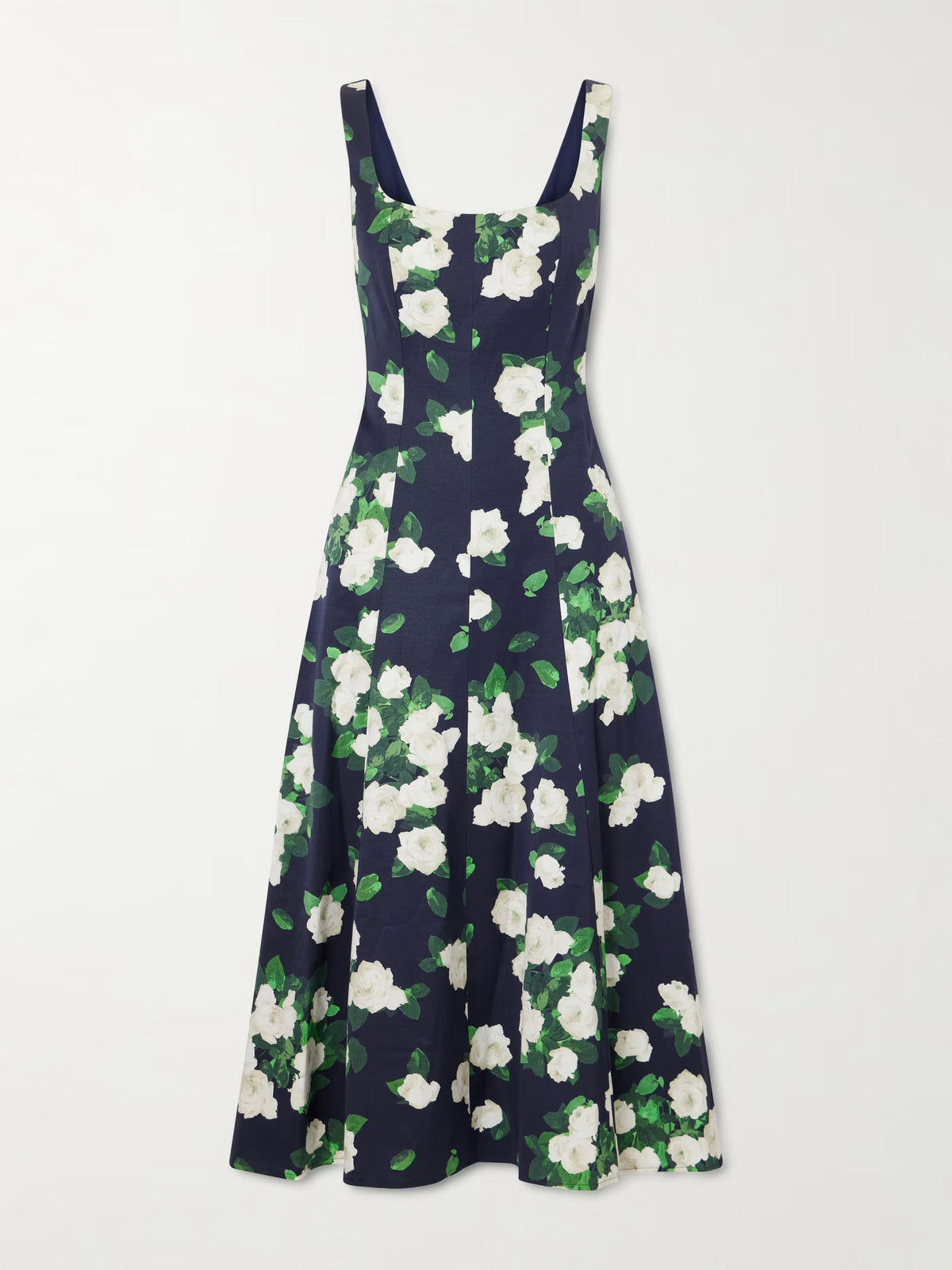 Floral-print faille midi dress