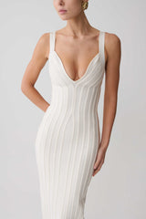Gia Bandage Knit Midi Dress - Ivory