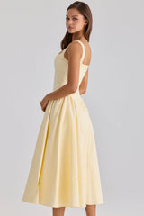 lemon cotton midi sundress