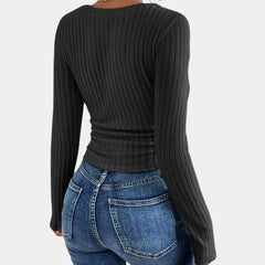 Women's Long Sleeve Top - Slim Fit & Ribbed