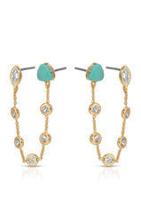 Double Piercing Turquoise Earrings