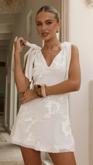 Usha Tie Strap Mini Dress - White