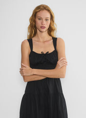Cotton poplin tiered midi dress