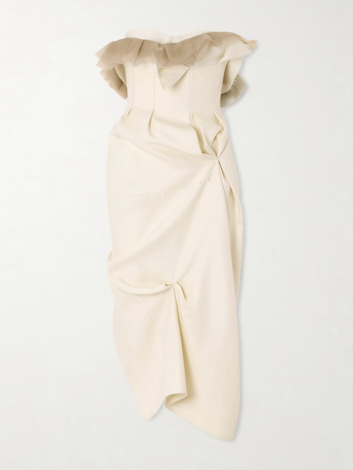 Salm frayed ruffled wool and silk-blend cady midi dress