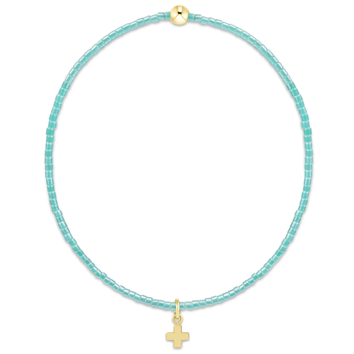 Hope Classic Sea Glass Bracelet - Signature Cross Small Gold Charm