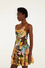 Multicolor Tropical Painting Mini Dress