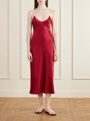 Bias slip silk-charmeuse slip midi dress
